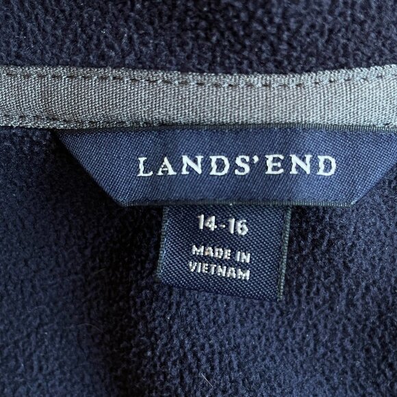 Lands' End Grey Microfleece Women's Windcheck Jacket with Navy Mock Neck 16 - Picture 7 of 10